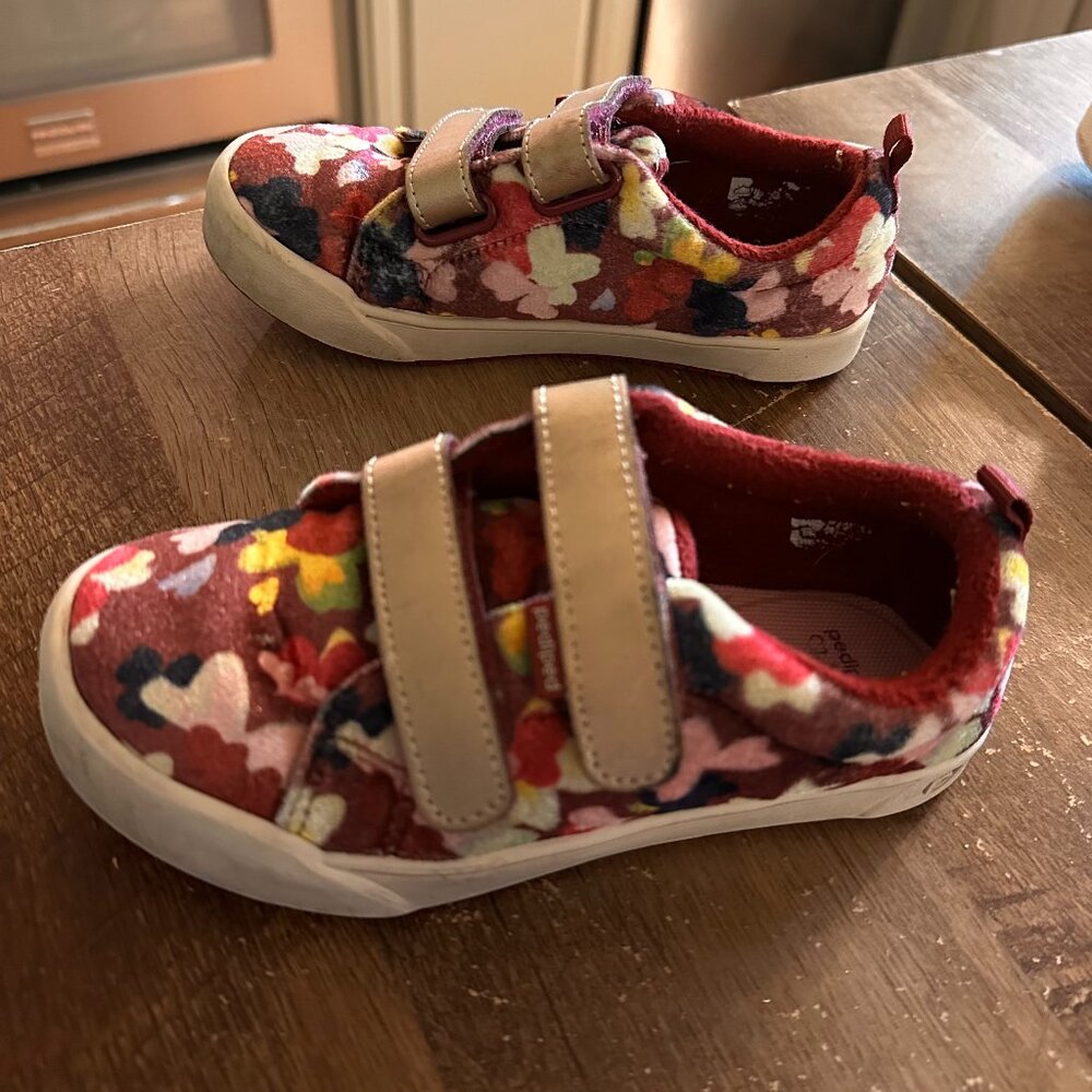 Pediped Avery Flex Floral Sneaker Winter Shoes Burgundy- Size 29- US 12 - 12.5